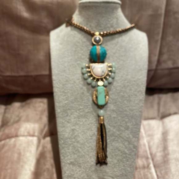Stella & Dot Turquoise Tassel 4 ways to wear Necklace - Picture 2 of 11